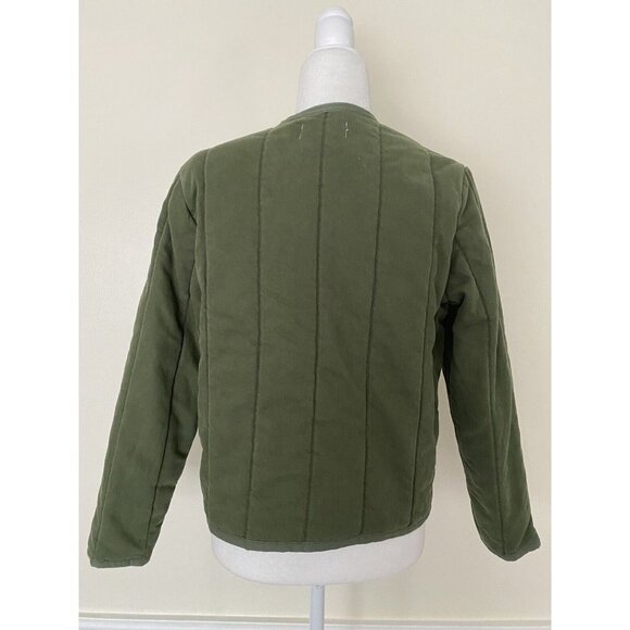 Rag & Bone Woman Liner Quilted Slub Cotton-Canvas Jacket Army Green - Picture 5 of 9